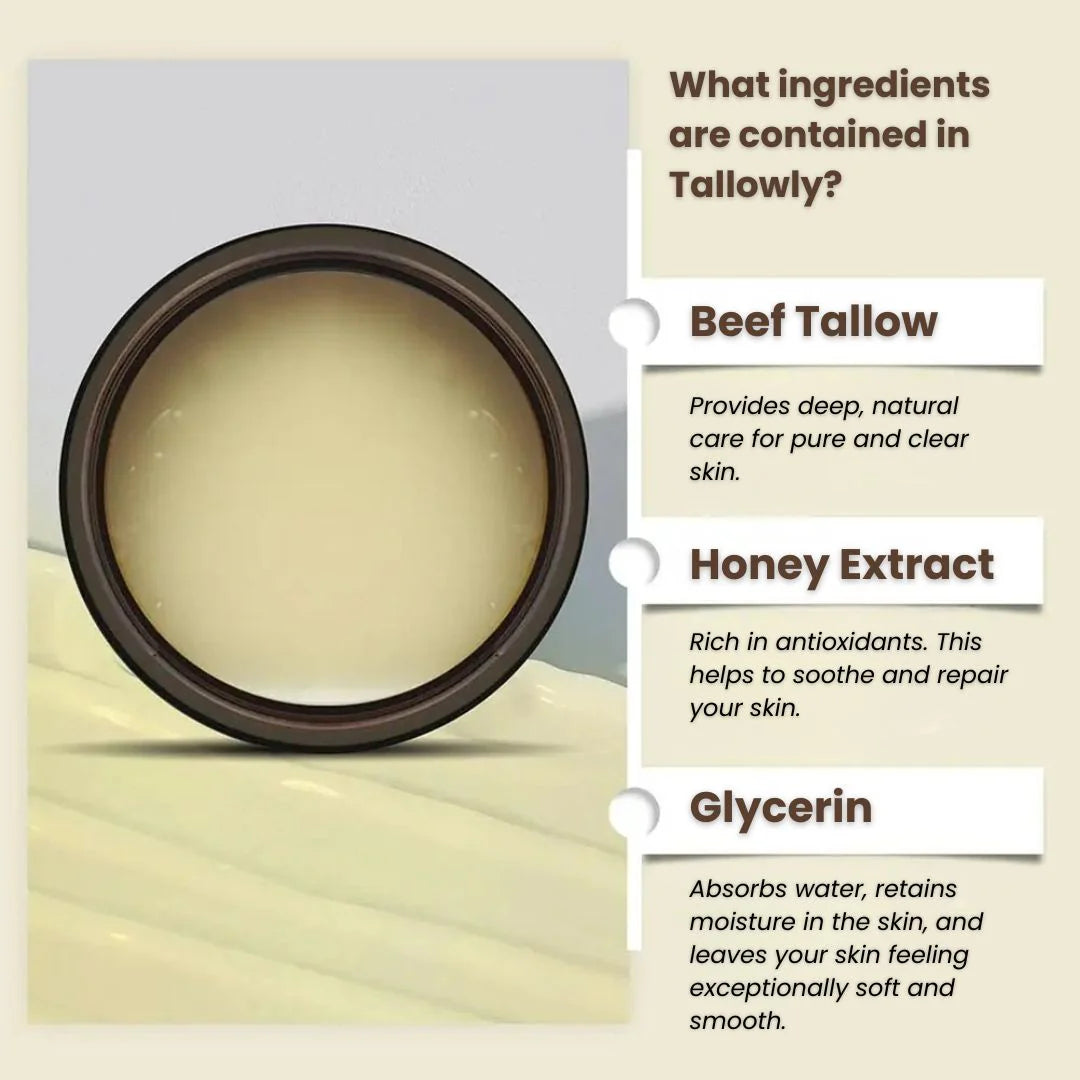 Beef Tallow Moisturizer | Tallow and Honey Balm | Face and Skin Cream | Tallowly